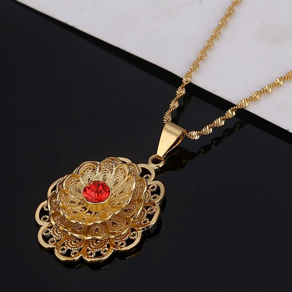 Эфиопская Мода Подвески Ожерелья для женщин Африканский Золотой Цвет Дубай