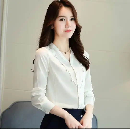 2020 весенние топы с длинными рукавами шифоновая блузка элегантная женская