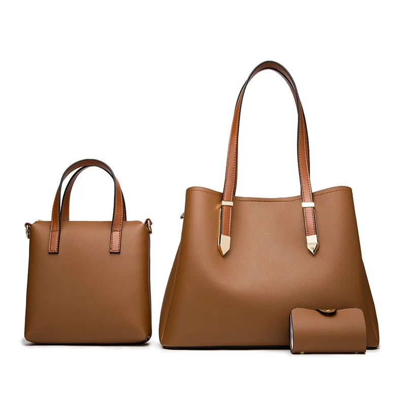 

Fashion New Same Style of Star Women's Handbag Card Bag Clutch Bag 3pcs set Solid PU Leather Ladies Totes Bolsa Feminina 2020