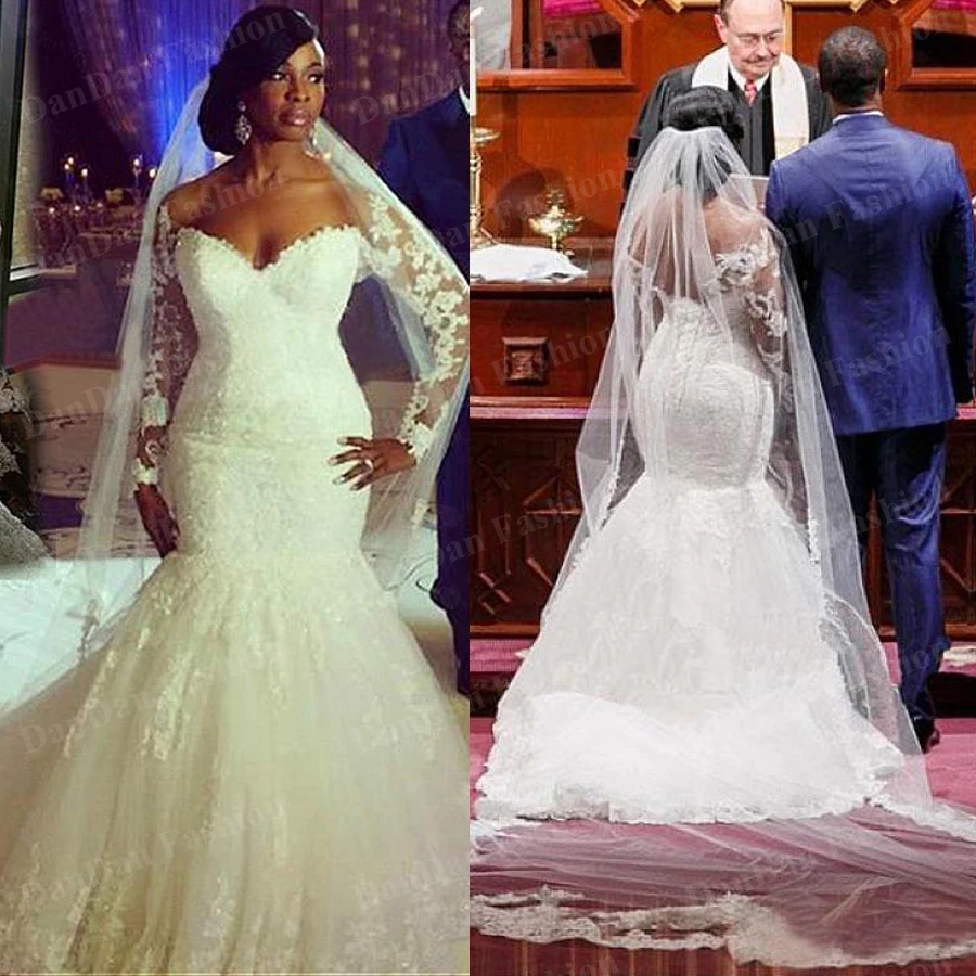 Потрясающие тюлевые Свадебные платья с открытыми плечами и вырезом русалка