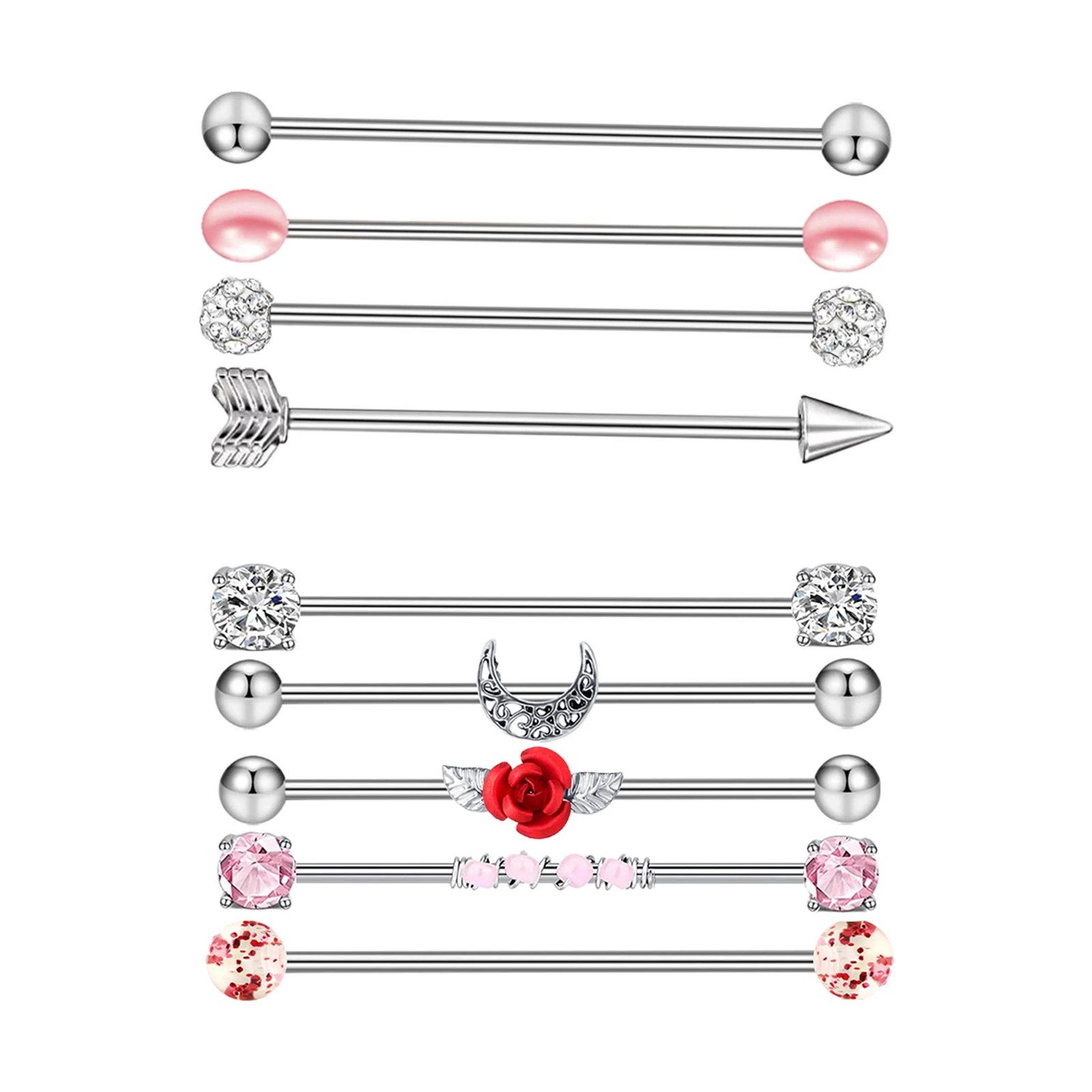 

Industrial Barbell 14G Cartilage Earrings Scaffold Piercings Arrow Industrial Piercing Jewelry Bar 38mm for Women Men