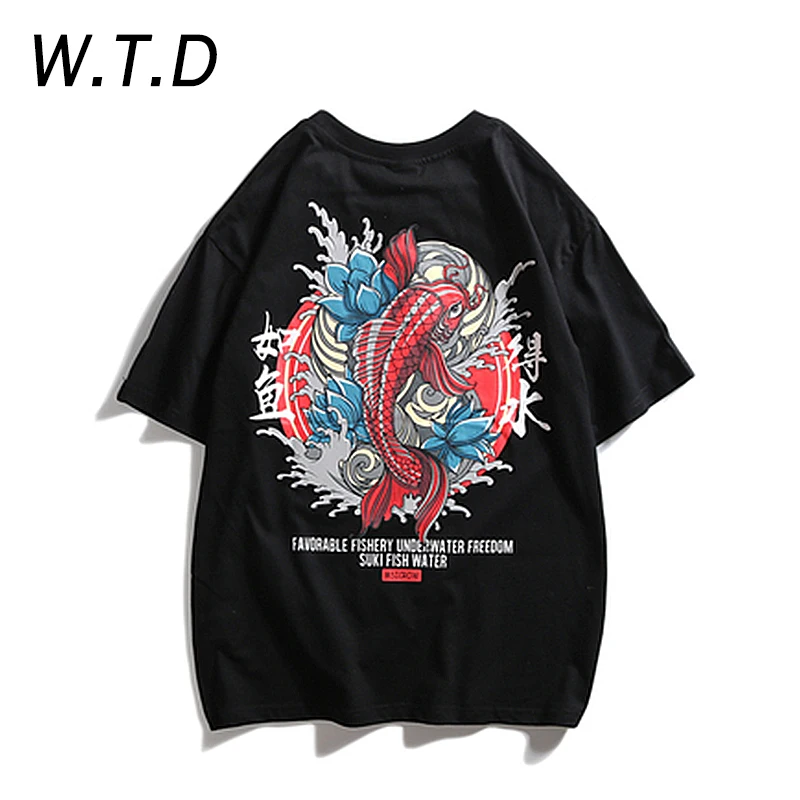 W. T.d Новая мужская одежда уличная Harajuku китайская культура Принт футболки