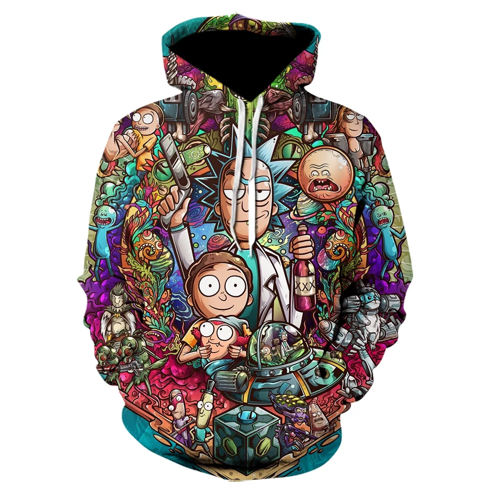 

2021 autumn and winter new 3D printing Rick men's size hoodie