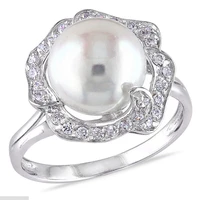 created pearl wedding rings for women jewelry with aaa cubic zirconia 925 silver crystal engagement rings female anel