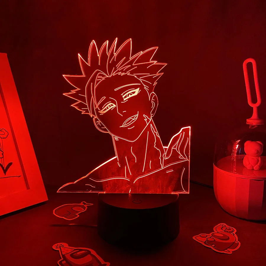 

The Seven Deadly Sins Anime Figure Ban Greed Fox 3D LED RGB Night Lights Cool Gifts Colorful Lava Lamps Bedroom Table Decoration