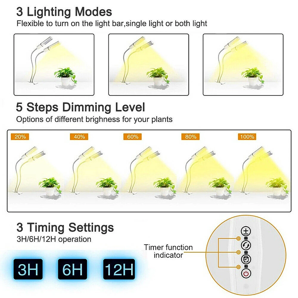 WAKYME 45W LED Grow Light Full Spectrum Phyto Lamp USB E27 Indoor Plant Timer Dimmable for Flower Seeds Growing on.WAKYME 45W LED Гроу Лайт Полный Спектр Фитолампа USB E27 Внутренняя Растение Таймер Регулируемая Яркость для Роста Цветовых Семян.