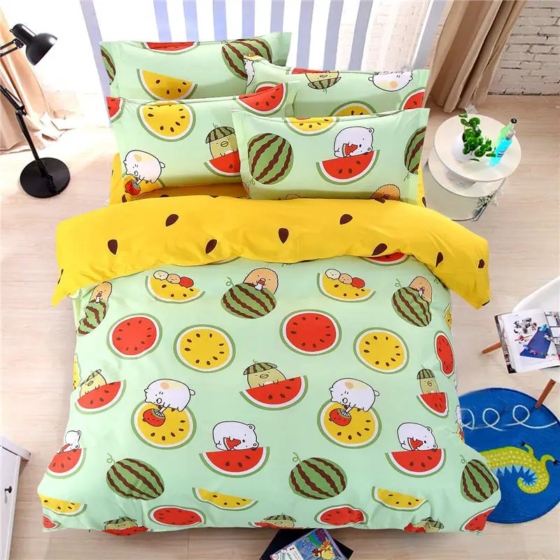 

Комплект постельного белья 2TJ-61010, с изображением фруктов, 4 шт., для девочки, мальчика, ребёнка, пододеяльник, простыня и наволочки
