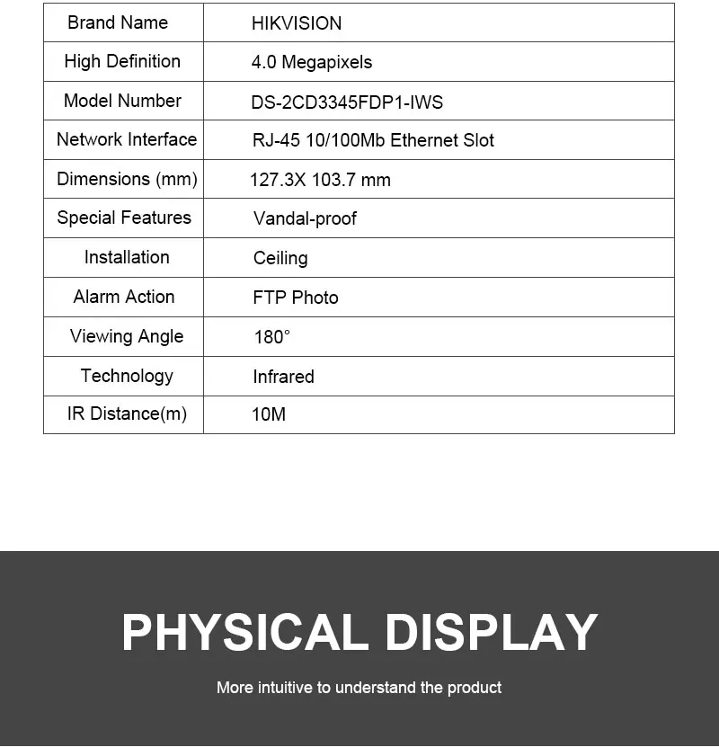 HIKVISION DS-2CD3345FDP1-IWS широкоугольный 4MP Встроенный микрофон WiFi ONVIF P2P Hik-Подключите приложение мобильное управление