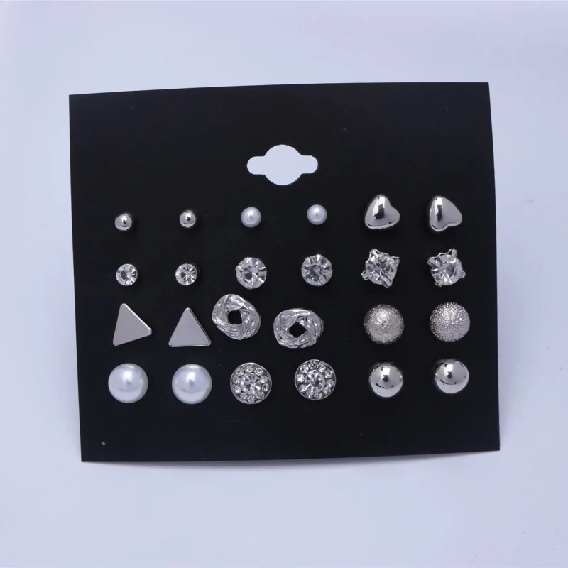 12 пар/компл. в богемном стиле Натуральный камень серьги гвоздики тренд панк с