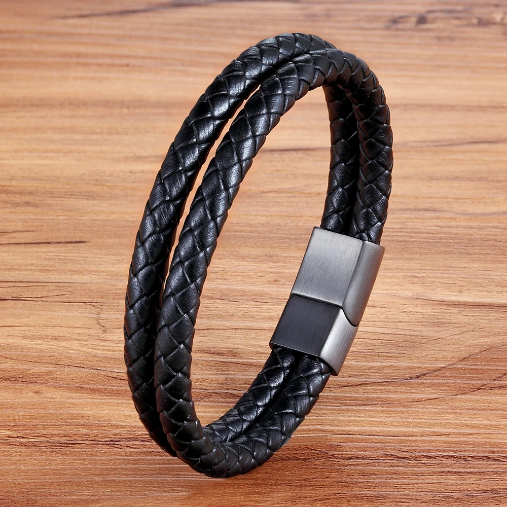 Классический дизайн античный черный плетеный браслет индивидуальный подарок