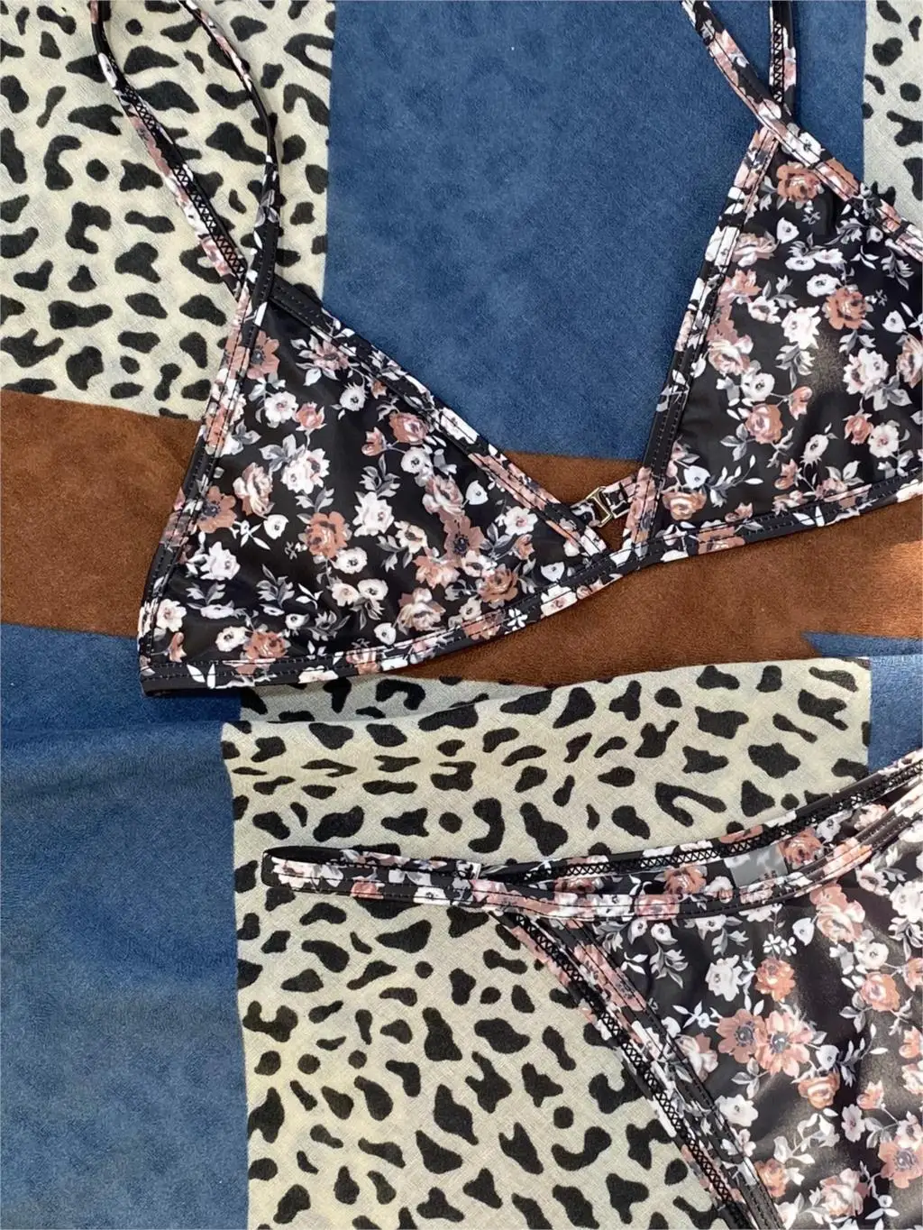 

2021 женский раздельный купальник с ретро принтом, сексуальное бикини