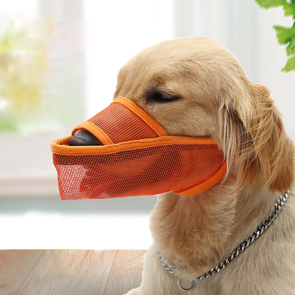 Регулируемая Маска для собак дышащая сетка рта мордочки против кора жевания