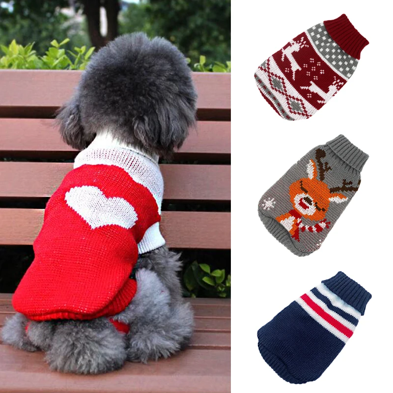 Рождественский свитер для собаки мультяшная одежда домашних животных маленьких