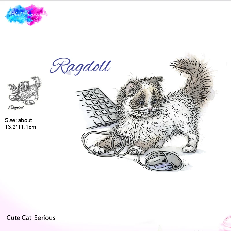 Кошка с клавиатурой штамп набор прозрачные резиновые штампы здание прозрачное