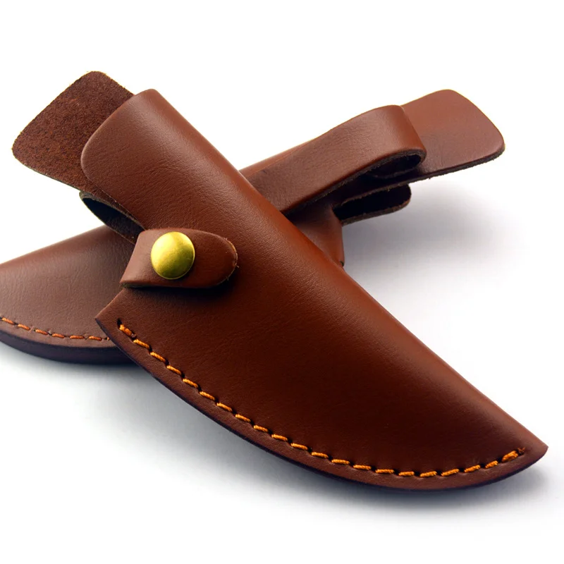 

First Layer Cowhide Small Straight Knife Scabbard Sheath Handmade Genuine Leather Knives Case Cover Brass Buckle EDC Tool Pants