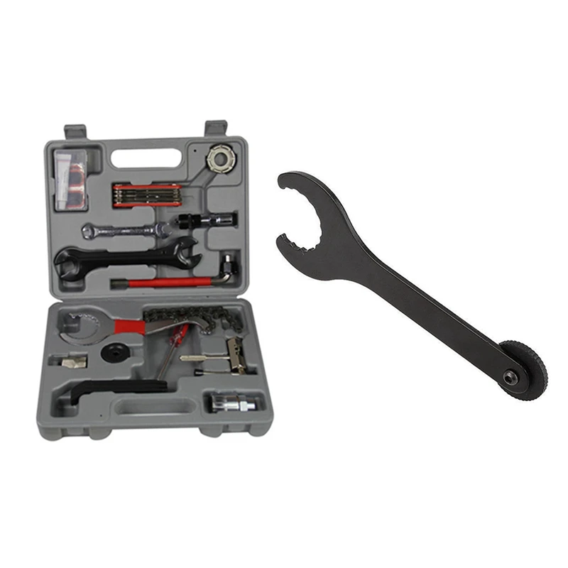 

25Pcs Mountain Bike Patchs Outdoor Tool Repair Tool Set with Bottom Bracket Install Spanner Wrench Crankset Install Kit