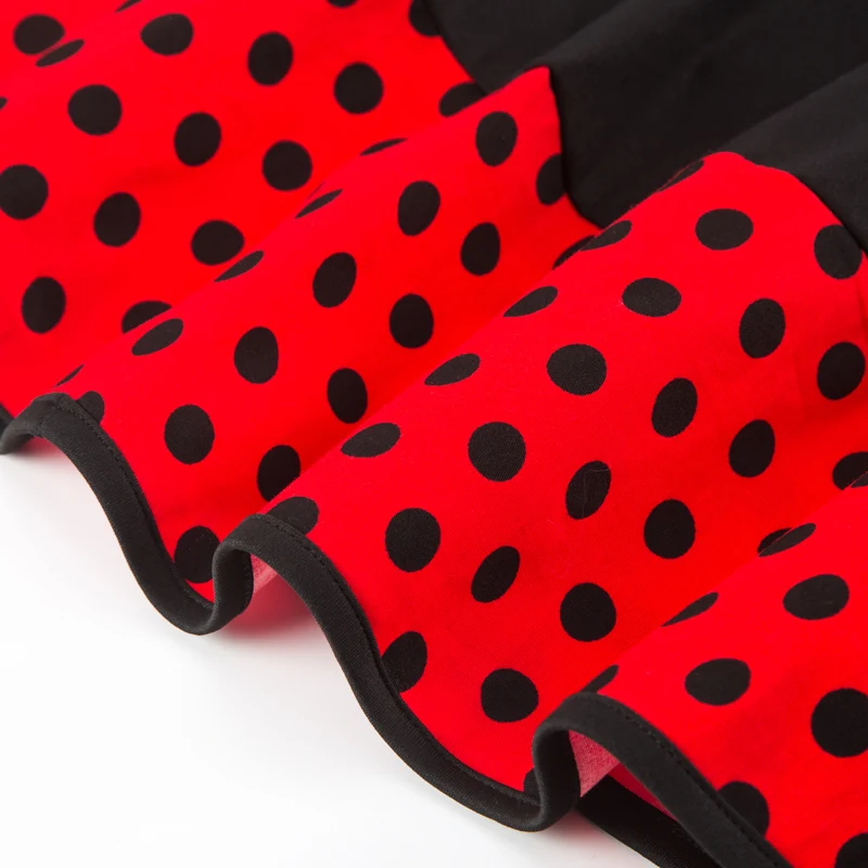 

LSYCDS Black Dress Women Vintage Stand Collar Elegant Polka Dot Contrast A-Line Cotton Mid-Calf Sleeveless Summer Dresses