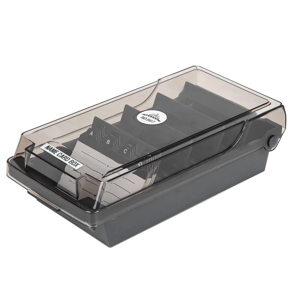 

4 Divider Desktop Storage Organizer Index Holder Office Board Large Capacity Protector Dust Proof Home Plastic Business Card Box