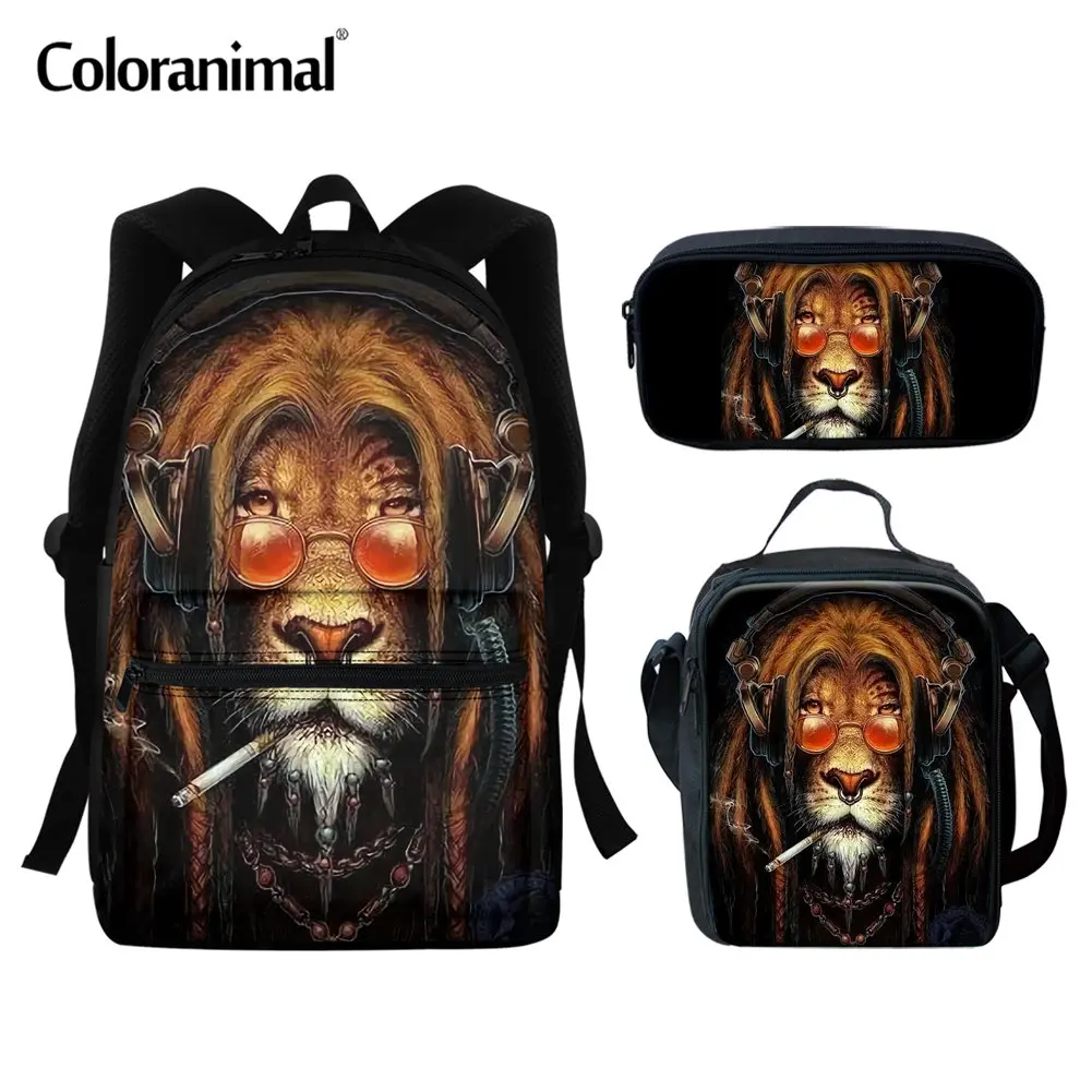 Набор школьных сумок для детей милый детский рюкзак с принтом льва и цветными