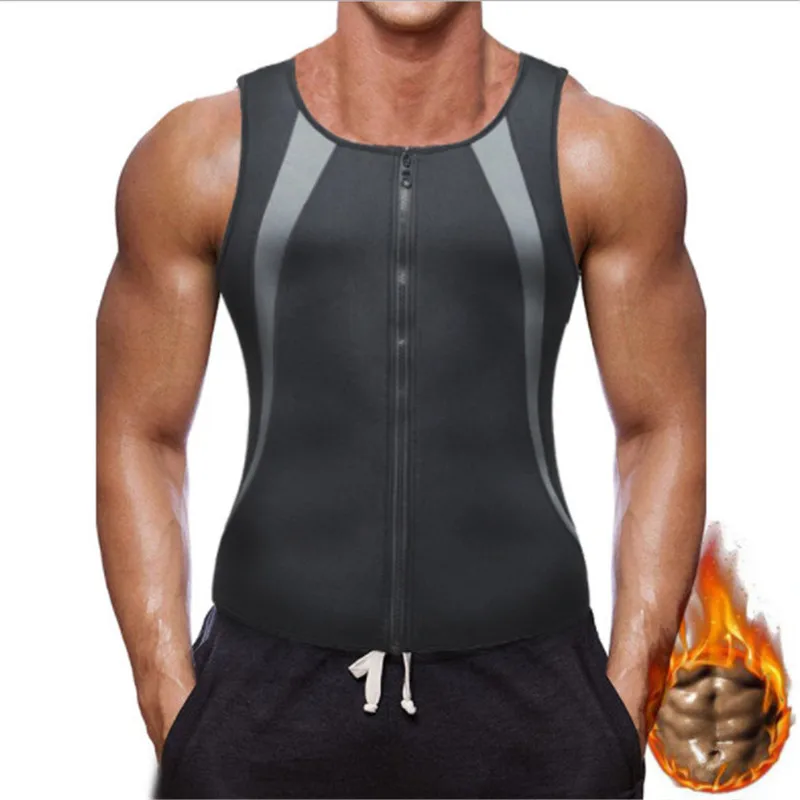 

Men Fashion Fitness Gym Neoprene Sauna Vest New Sweaty Hot Waist Trainer Body Shaper Slimming Suit Weight Loss Zipper Vest