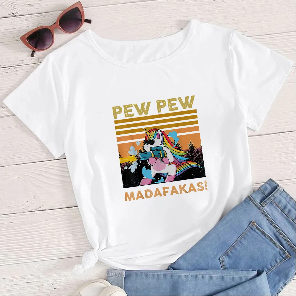 Pew Madafakas Футболка женская кавайная цветная креативная с принтом пони летняя