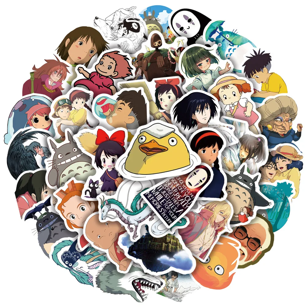 103050pcs miyazaki hayao mixed anime stickers cartoon decals totoro spirited away princess mononoke kiki sticker for kids toy free global shipping