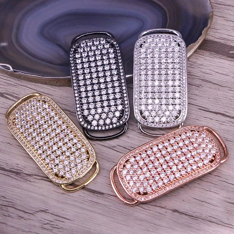 

4PCS, Micro Pave Clear CZ Connector Fit For Men And Women Making Bracelets Jewelry Fittings