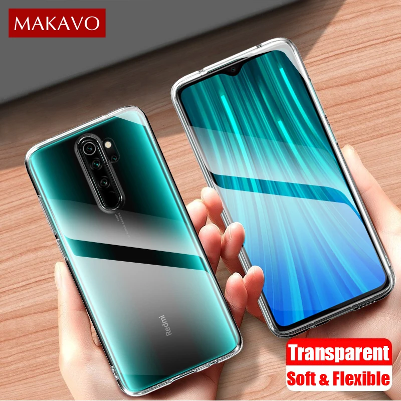 Чехол MAKAVO для Xiaomi Redmi Note 8 Pro прозрачный мягкий чехол из ТПУ с кристаллами 8T Skin -
