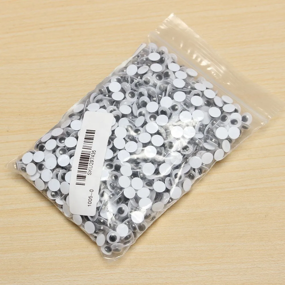 

1000pcs 6mm Round Wobbly Googly Eye Self-adhesive for Clothes Scrapbooking Teddy Bear Stuffed Toy Snap Animal Puppet Doll