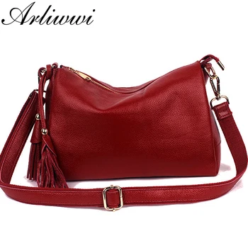 100% Real Leather Messenger Bags Elegant Tassel Genuine Cowhide Handbags 1