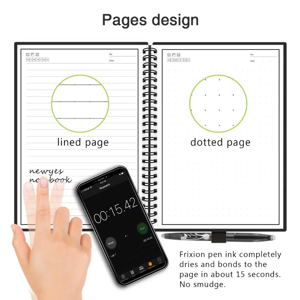 Black smart notebook Умный многоразовый стираемый блокнот - Цвет: Black smart notebook