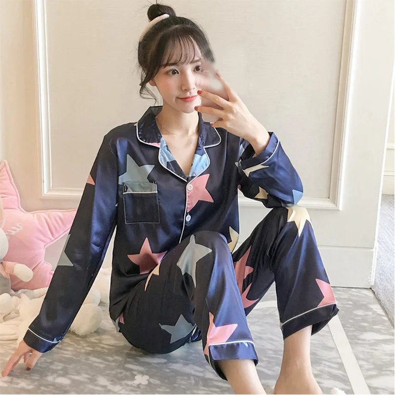 2019 осенние женские пижамные комплекты с цветочным принтом модная женская пижама