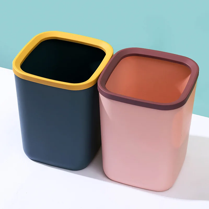 

Nordic Style Trash Can with Pressure Ring Garbage Container Bin Waste Basket Dustbin Kitchen Garbage Rectangular Plastic