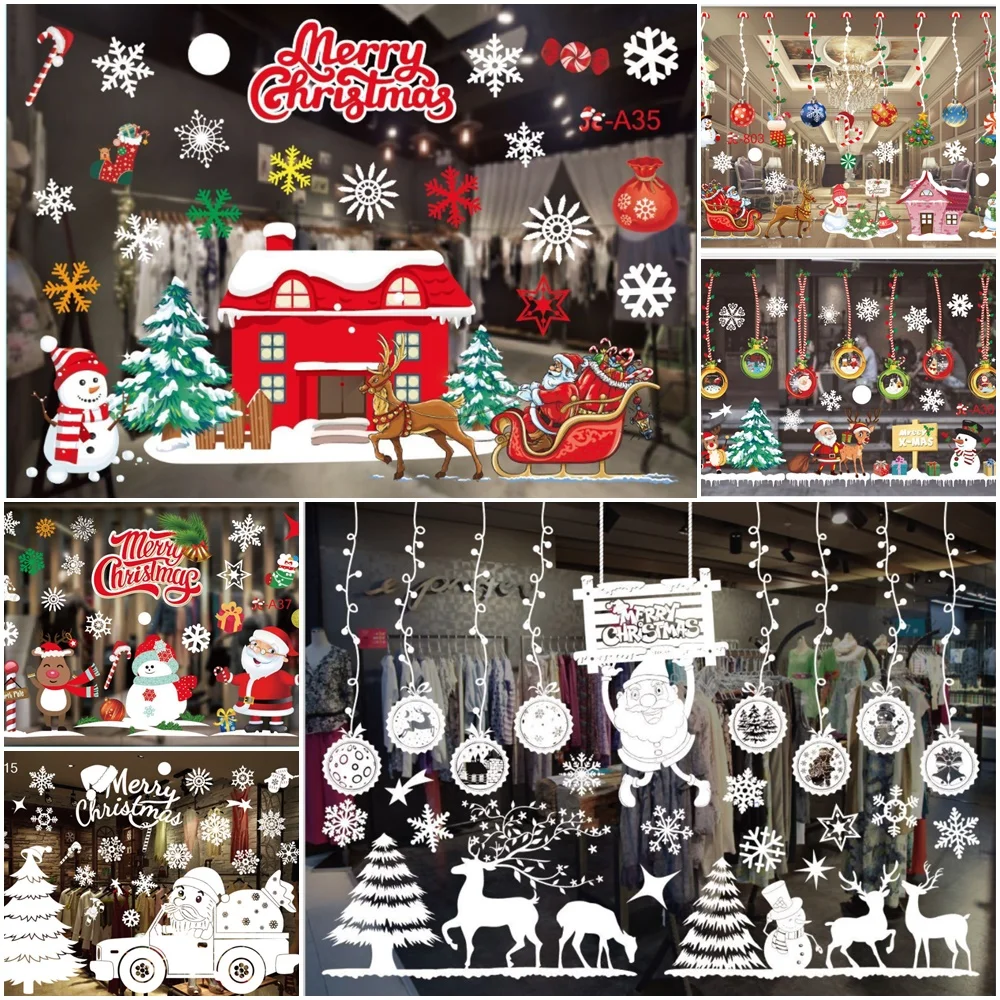 

2022, новогодние и рождественские наклейки на окна, настенные украшения для дома, магазина, Декор, Рождественские декоративные