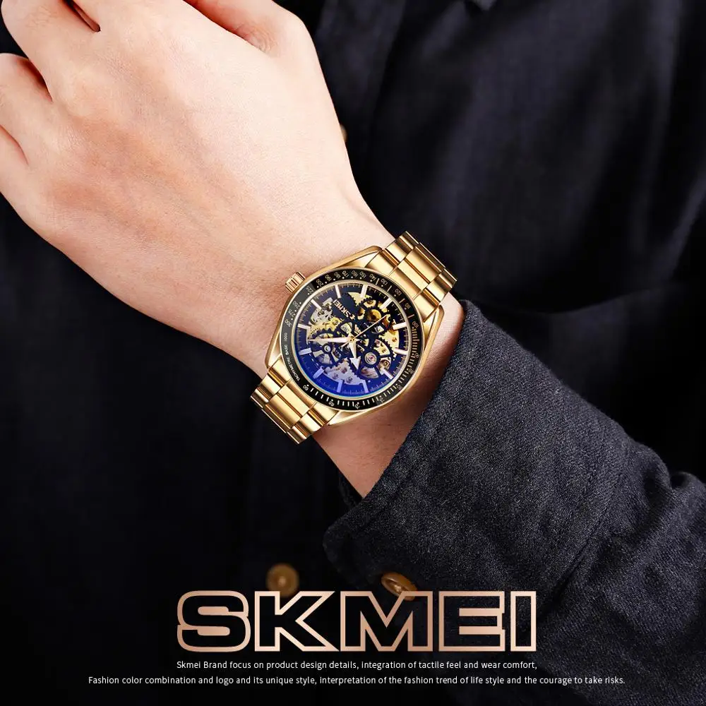 

SKMEI Sports Men's Hollow Quartz Watches Luminous Men Watch Automatic Mechanical Wristwatches Waterproof Relogio Masculino 9194