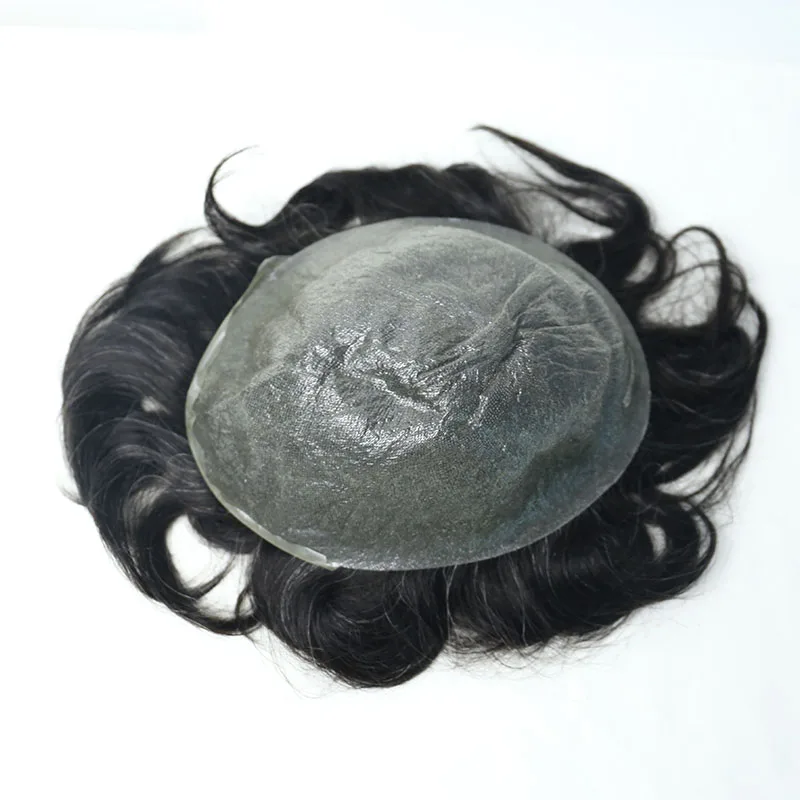 Супер тонкая кожа для мужчин s Toupee замена волос система 100% человеческие волосы V