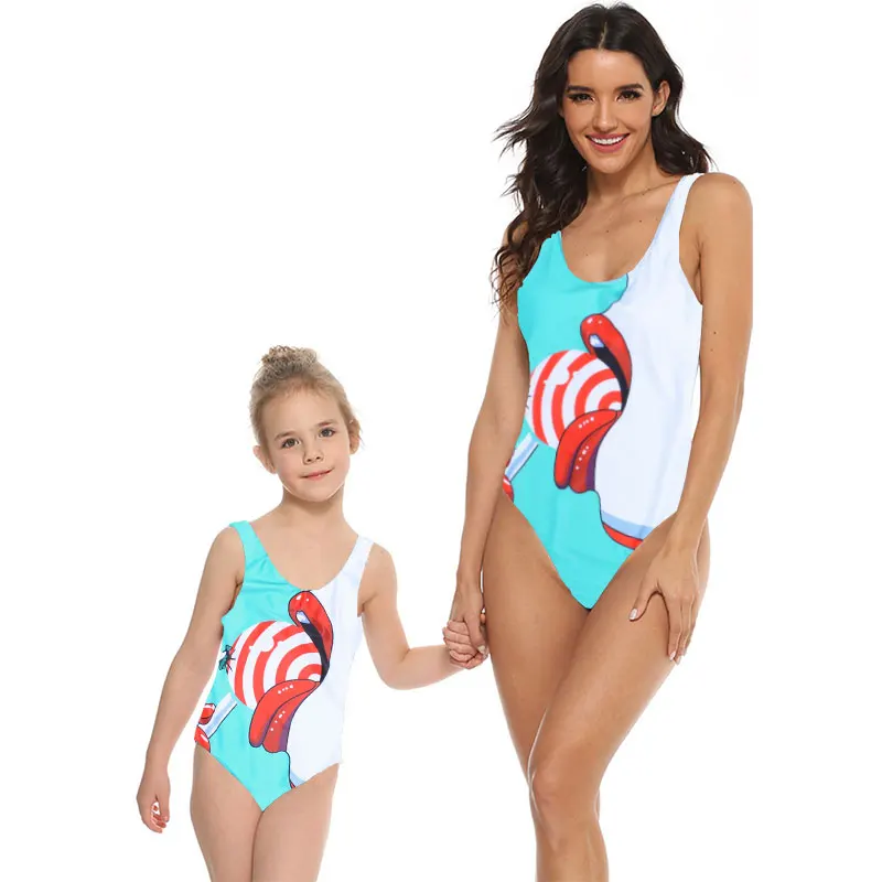 

Baby Girls Swimsuits Mommy and Me Bathing Suits Family Matching One Piece Beach Bikini Swimwear Mother Girl Monokini Beachwear