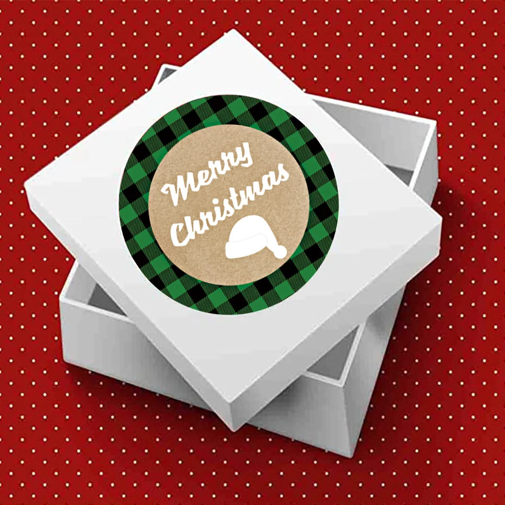 500Pcs/roll Round Merry Christmas Sticker Gift Decoration Green Product Packaging Label Scrapbook | Канцтовары для офиса и