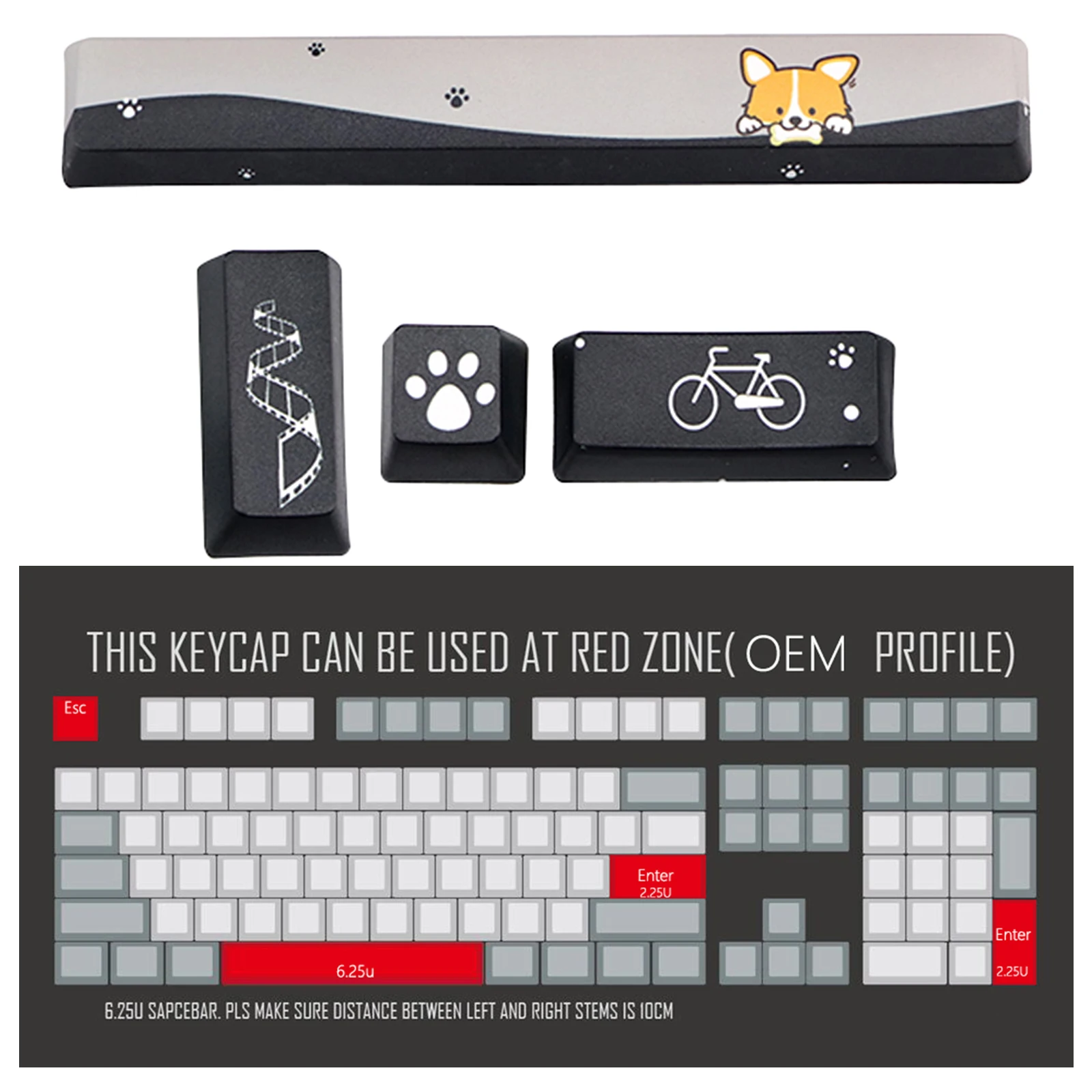 4 шт. Набор колпачков для клавиш PTB PC DIY игровая механическая клавиатура