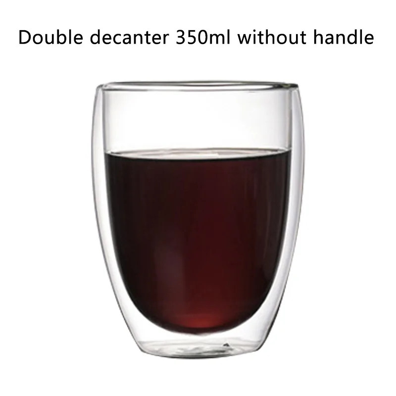 No handle 350 ml Прозрачная стеклянная чашка для кофе, молока, виски, чая, пива, двойная креативная термостойкая для здоровья и защиты окружающей среды - Цвет: No handle 350 ml