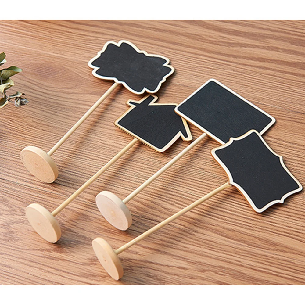 

15pcs Wooden Mini Blackboard Creative Message Board Signs Kids Drawing Board Restaurant Price List Board (Heart + + Angled Recta