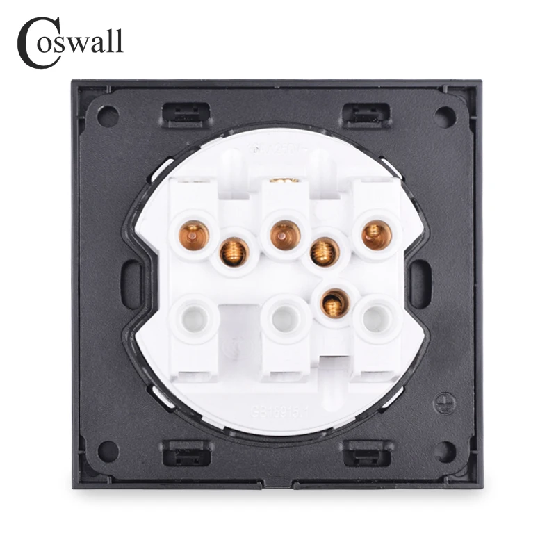 Coswall 3 Gang Momentary Contact Push Button Wall Light Switch Reset Pulse Gray Grey Crystal Glass Panel R11 Series | Обустройство