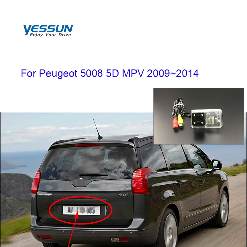 

FHD rear view camera For Peugeot 5008 5D MPV 2009~2014 CCD nightvision vehical backup camera/license plate camera car reverse