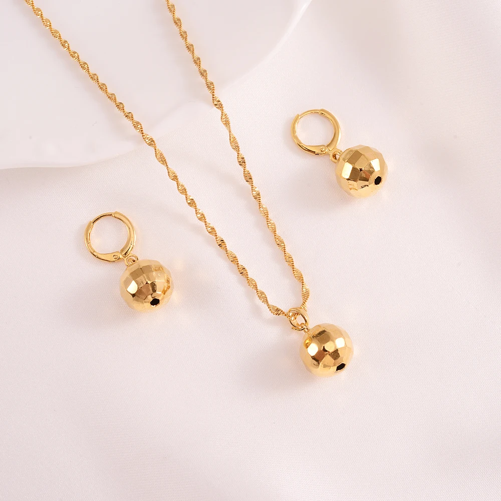 

Bangrui Gold Color Ball-Shape Drop Dangle Pendant Necklace Earring For Women Creative Charming Female Jewelry 2021 New Hot