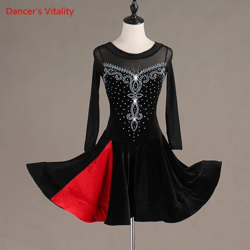 

New Women's Dress in The Style Of Latin Wholesale Training Dress Ballroom Dance Costumes Lumba Cha Costumes Latin Skirt Ms