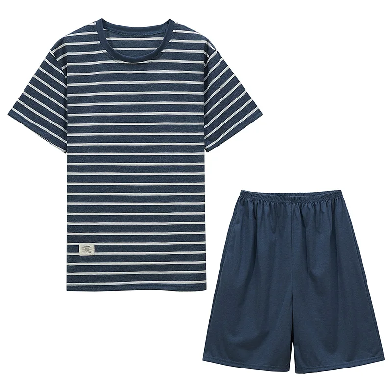 

Newest Casual Men's Pajamas Short Sleeve Shorts Pajamas Striped Nightwear Pants Male Sleepwear Home Clothes for Men