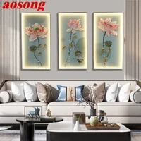 aosong wall sconces light three pieces suit lamps lotus figure led contemporary creative for home