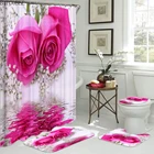 Занавески для экрана ванной с цветочным принтом и крючками, высококачественные шторы для душа из полиэстера, коврик для крышки туалета, комплект нескользящих ковриков для ванной