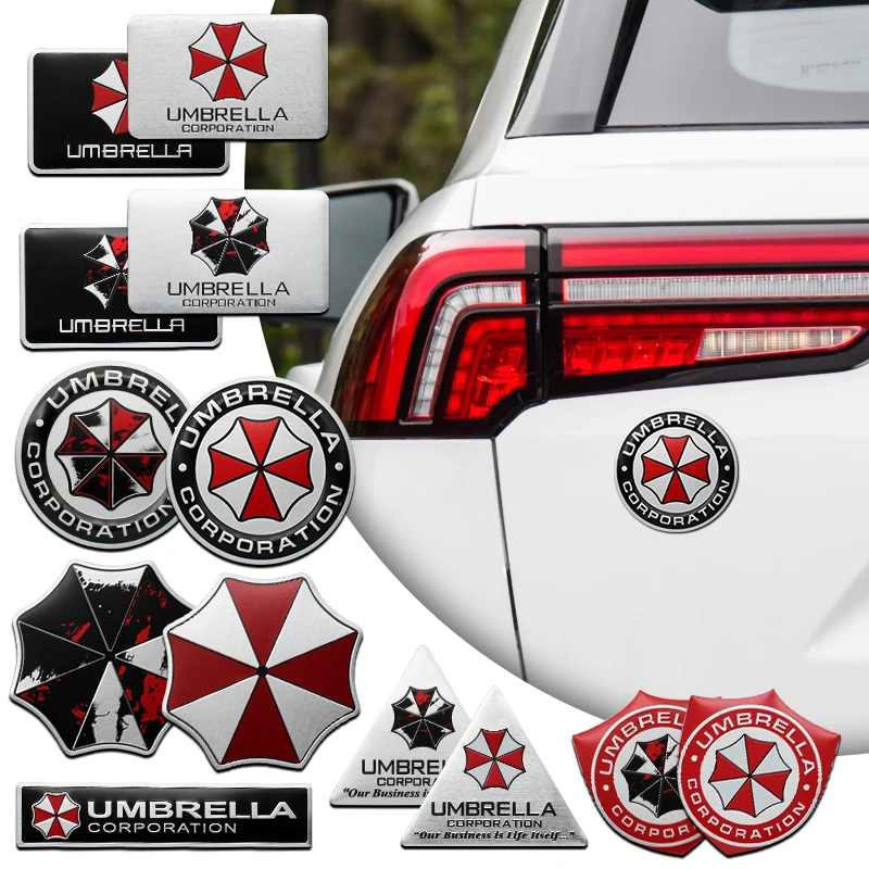 

Car Styling 3D Aluminum alloy Umbrella corporation Emblem Sticker decals For BMW Audi Toyota Peugeot Suzuki Citroen Fiat Skoda