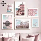 Пейзаж из Японии, Картина на холсте, Настенная картина Fuji, постеры и фотообои с изображением Токийской сакуры для украшения гостиной